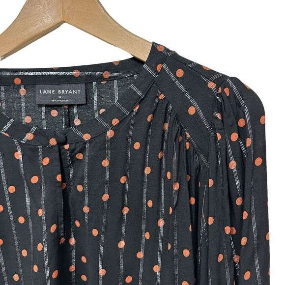 Lane Bryant Classic Long Sleeve Keyhole Neck Metallic Dot Blouse, 12 - Picture 6 of 13